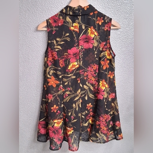 roz & Ali Semi Sheer Floral Sleeveless Tunic Size S - Picture 8 of 12